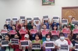 Factory Workers from Pou Chen Myanmar Factory Gathered Together